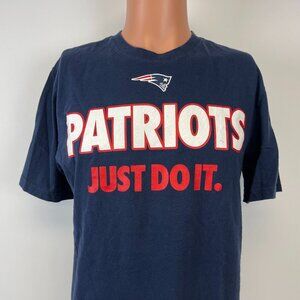 Nike New England Patriots T Shirt Mens Size M Blue NFL Football Just Do It